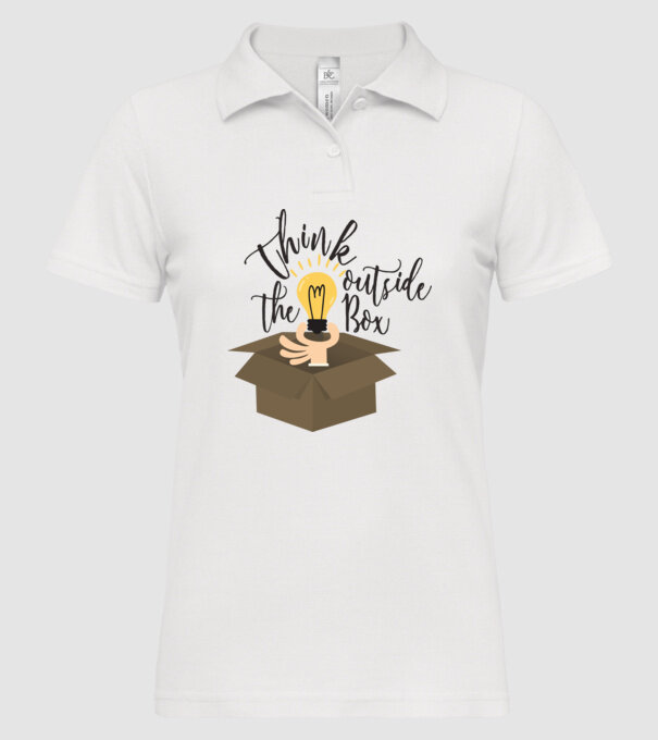 Think outside of the box model alb pe tricou