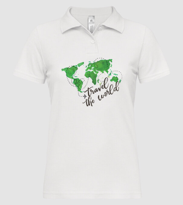 Travel the world model alb pe tricou