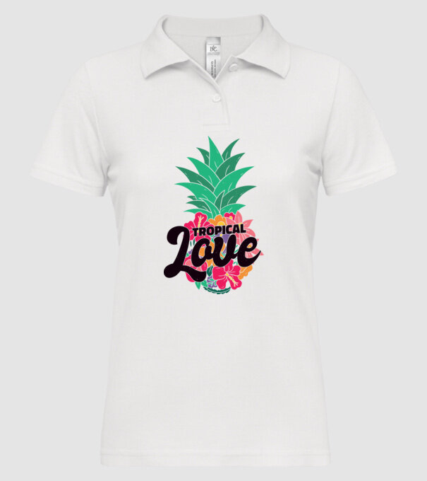 Ananas Tropical Love model alb pe tricou