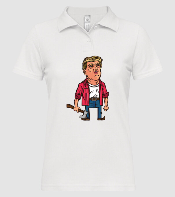 Trump tăietor de lemne model alb pe tricou