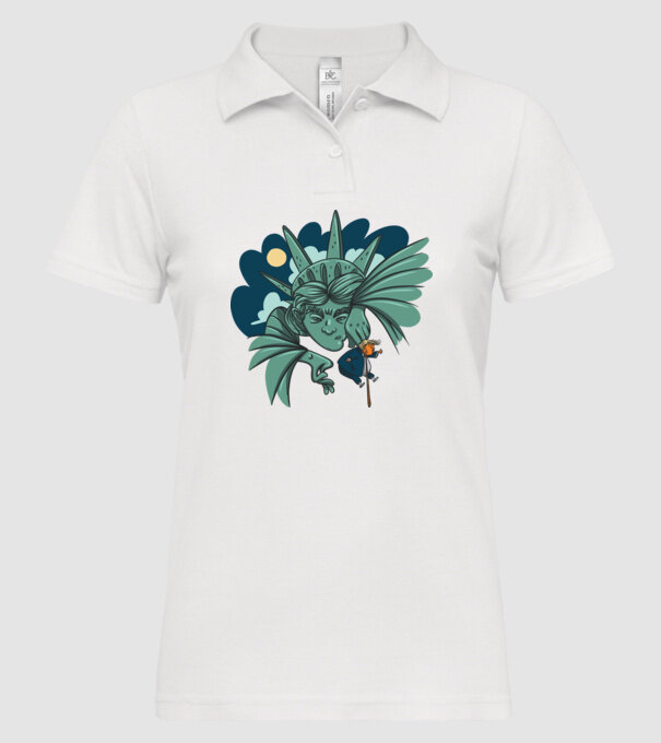 Trump a dat afară Statuia Libertății model alb pe tricou