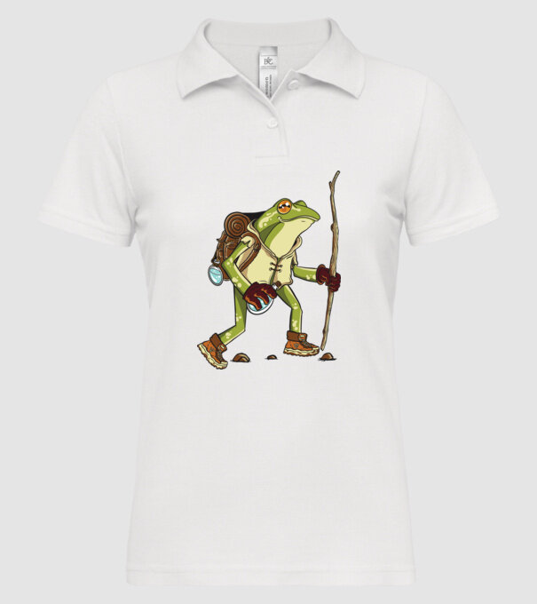 Broască în drumeție model alb pe tricou