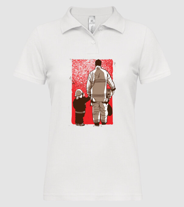 Tricou Pompier tată și fiu model alb pe tricou