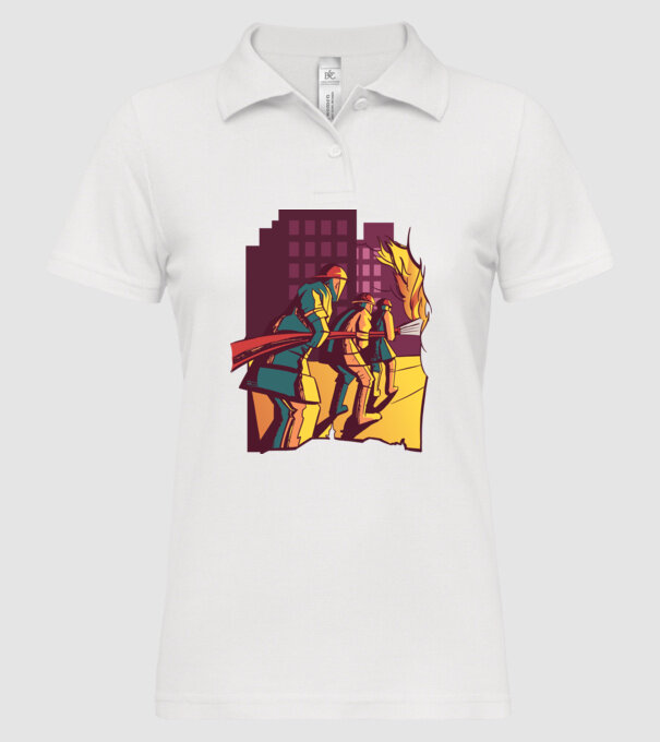 Pompieri în acțiune model alb pe tricou