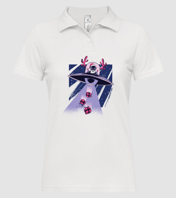 OZN duce cadouri - tricou de Crăciun amuzant model alb pe tricou