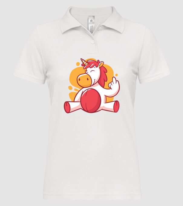 Unicorn arată degetul model alb pe tricou