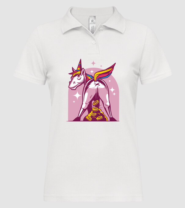 Unicorn Bitcoin model alb pe tricou