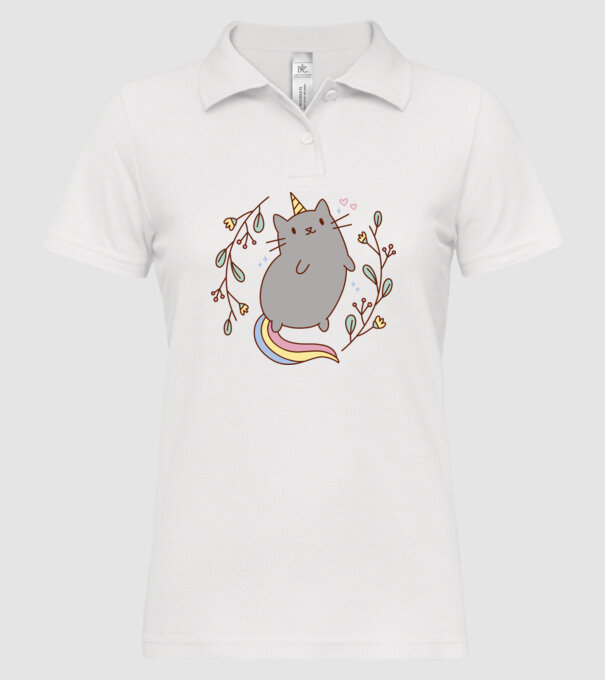 Pisică Unicorn model alb pe tricou