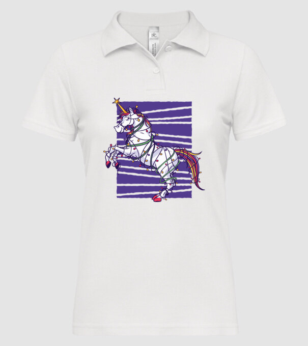 Unicorn pom de Crăciun model alb pe tricou
