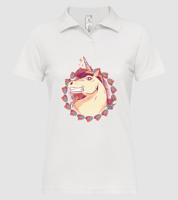Unicorn Mullet model alb pe tricou