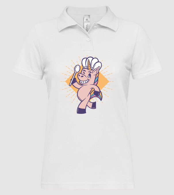 Unicorn Bucătar model alb pe tricou
