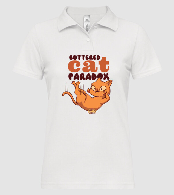 Paradox pisică cu unt model alb pe tricou
