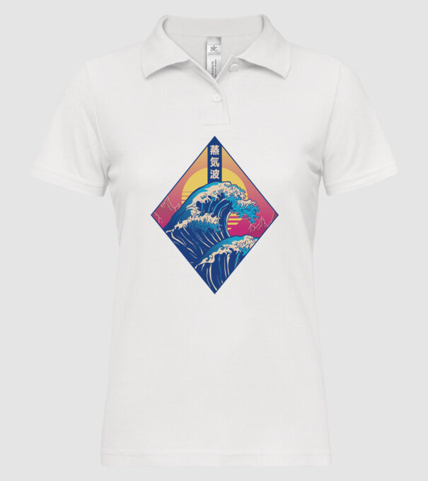Vaporwave Val model alb pe tricou
