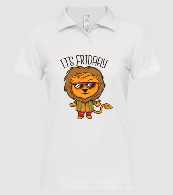 În sfârșit, vineri Leu model alb pe tricou