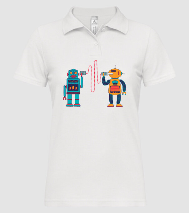 Walkie Talkie Robot model alb pe tricou