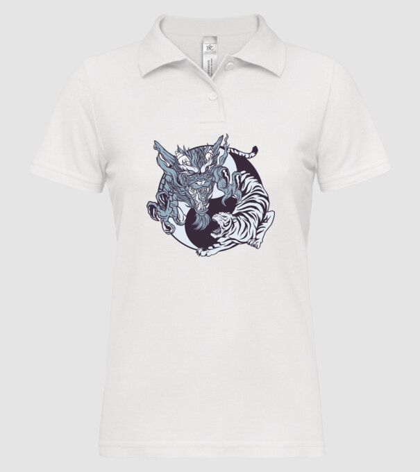 Yin Yang cu animale model alb pe tricou