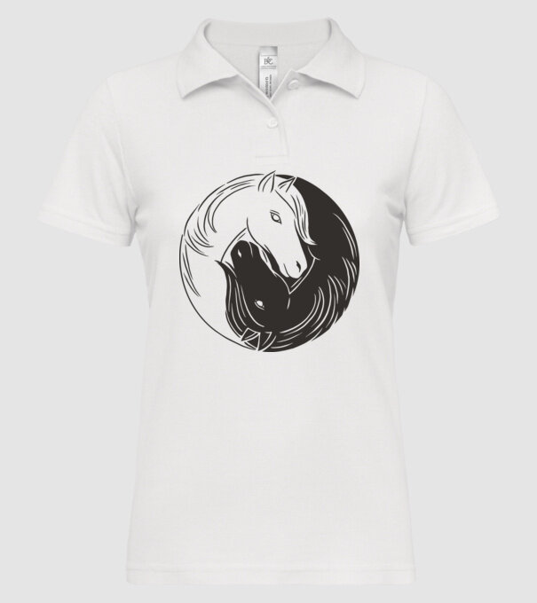 Călăreț Yin Yang model alb pe tricou