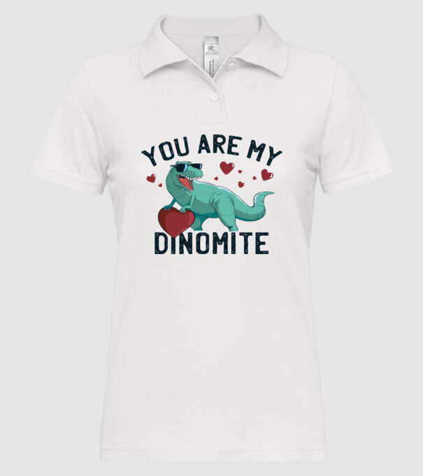 You are my Dinomite tricou cu dinozaur și inimă model alb pe tricou