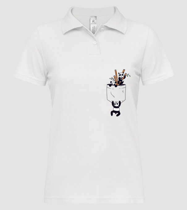 Panda de buzunar model alb pe tricou