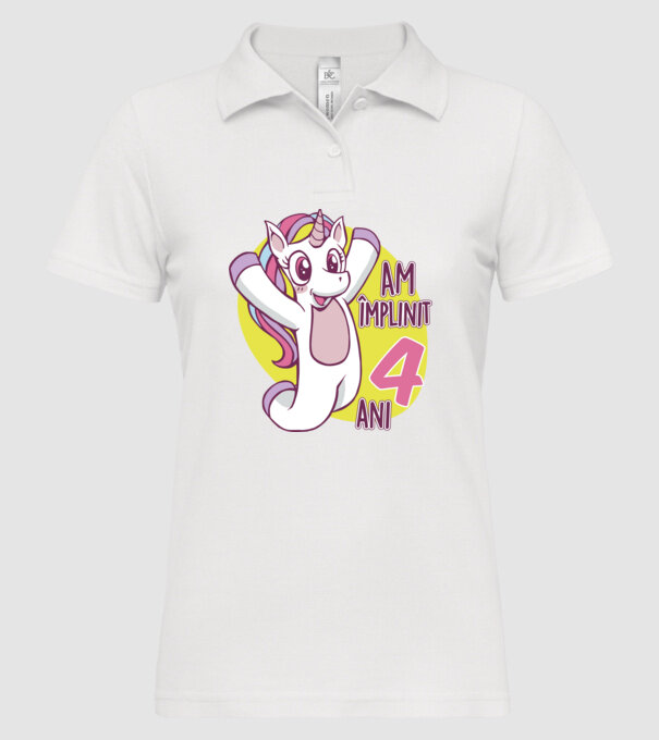 Am împlinit 4 ani model alb pe tricou