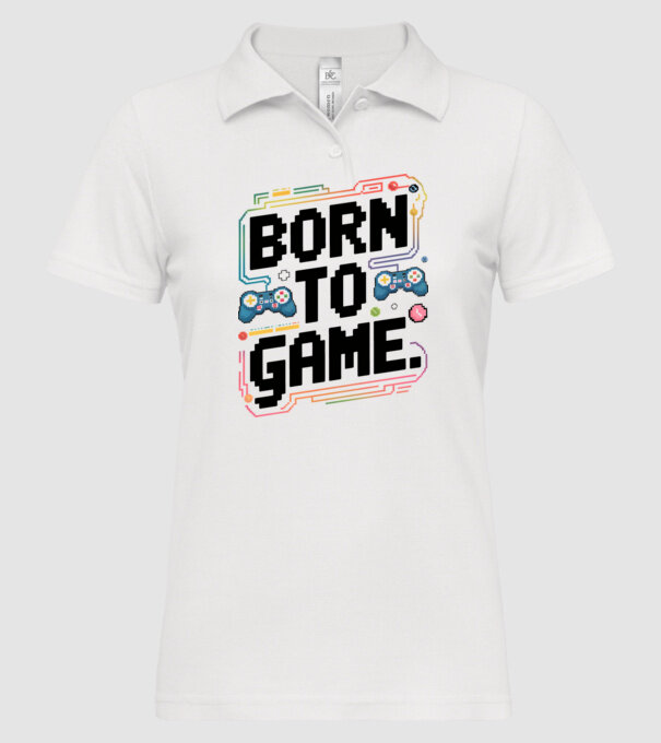 Born to Game Pixel Alb model alb pe tricou
