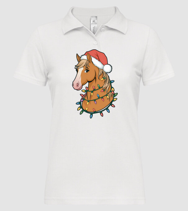 Cal de Crăciun model alb pe tricou