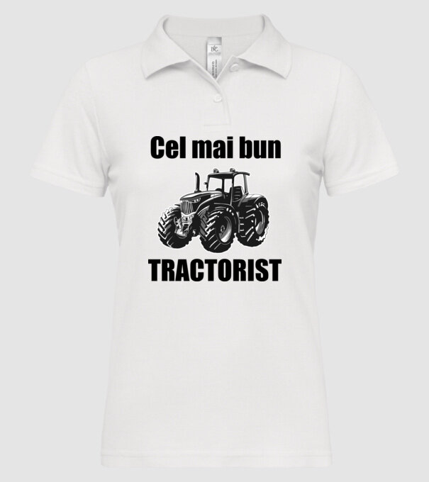 Cel mai bun tractorist model alb pe tricou