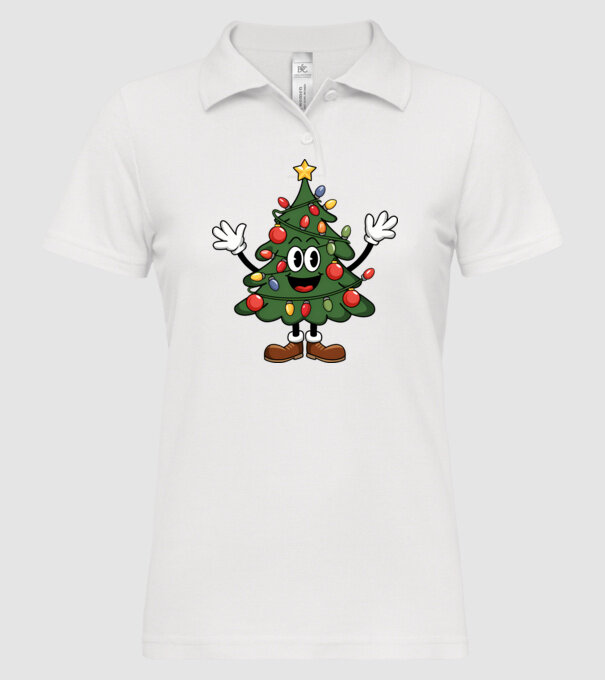 Copac de Crăciun drăguț model alb pe tricou