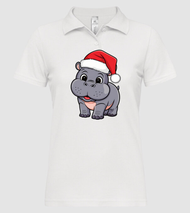 Crăciun Hippo model alb pe tricou