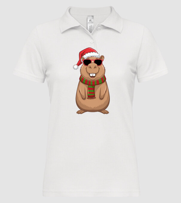 Crăciunul capybara model alb pe tricou