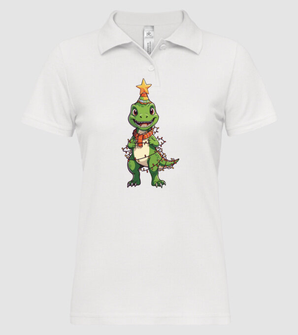 dinozaur pom de Crăciun model alb pe tricou