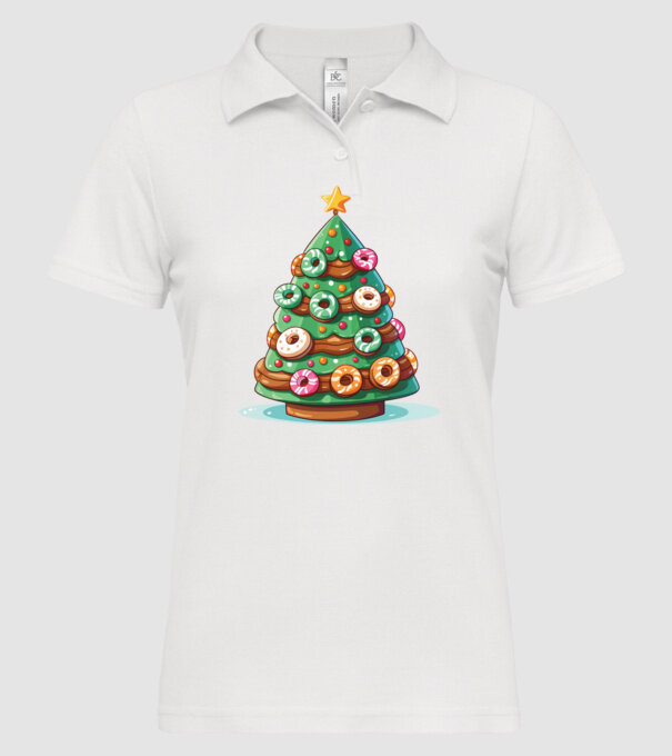 Doughnut pom de Crăciun model alb pe tricou