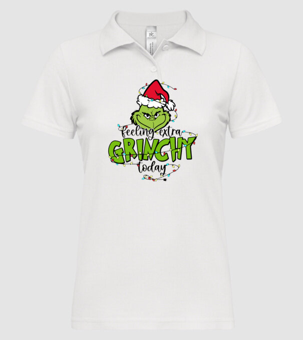 Feeling extra Grinchy today model alb pe tricou