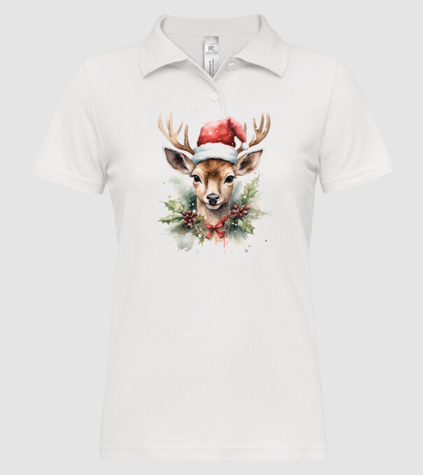 Festive Reindeer model alb pe tricou