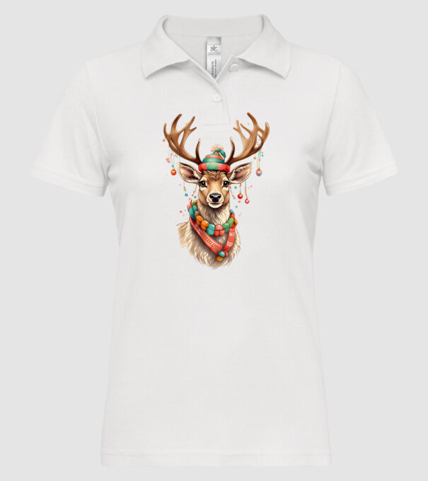 Festive Reindeer model alb pe tricou