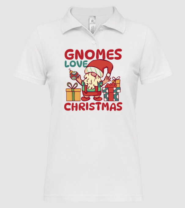 Gnomes LOVE Christmas model alb pe tricou