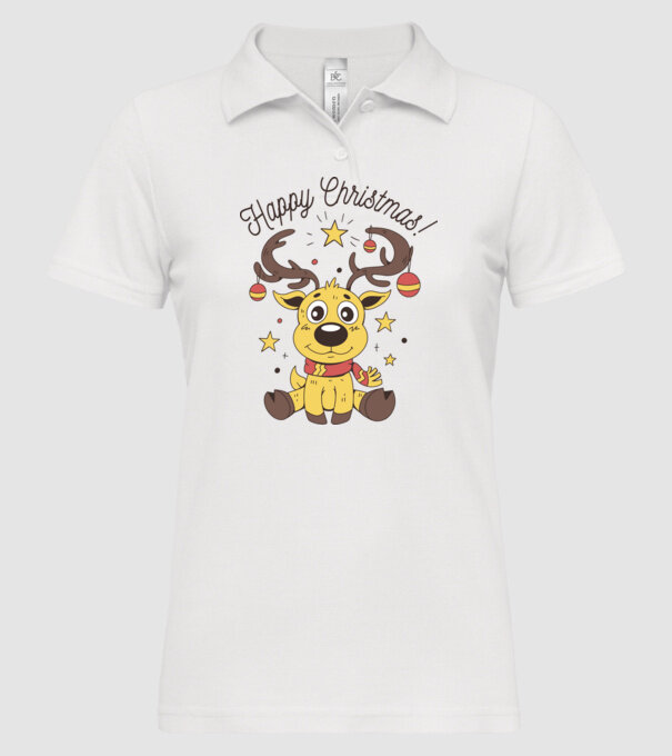 Happy Christmas Reindeer Alb model alb pe tricou