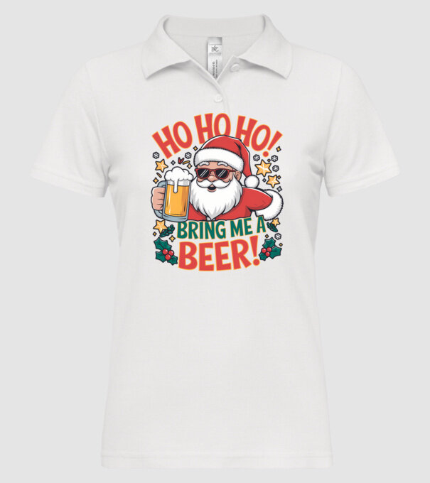 HO HO HO bring me a BEER santa Alb model alb pe tricou