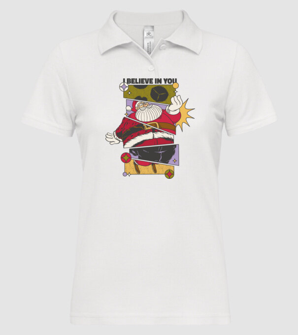 I believe in you Santa model alb pe tricou