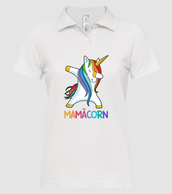 mamăcorn model alb pe tricou