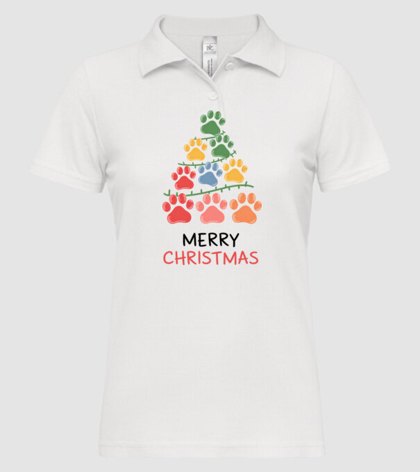 Merry Christmas Paws Alb model alb pe tricou