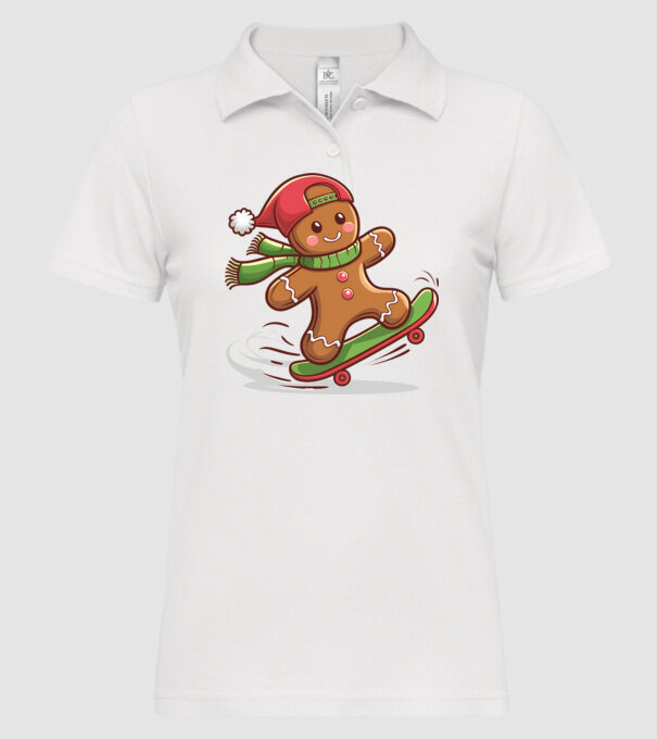Patinator de turtă dulce model alb pe tricou
