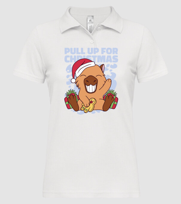 Pull up for christmas Capybara model alb pe tricou