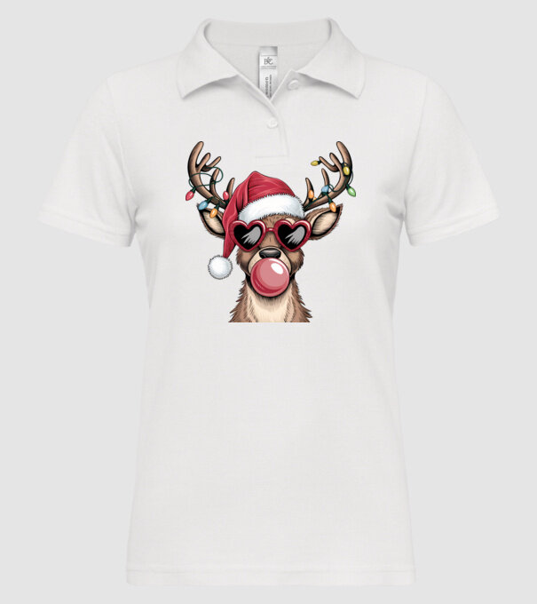 Ren amuzant de Crăciun model alb pe tricou