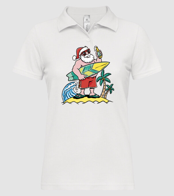 Santa Claus Summer model alb pe tricou