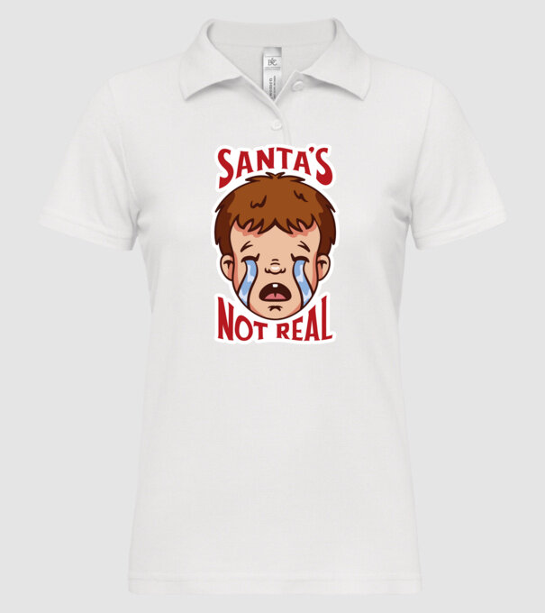Santa's Not Real copil plângând model alb pe tricou