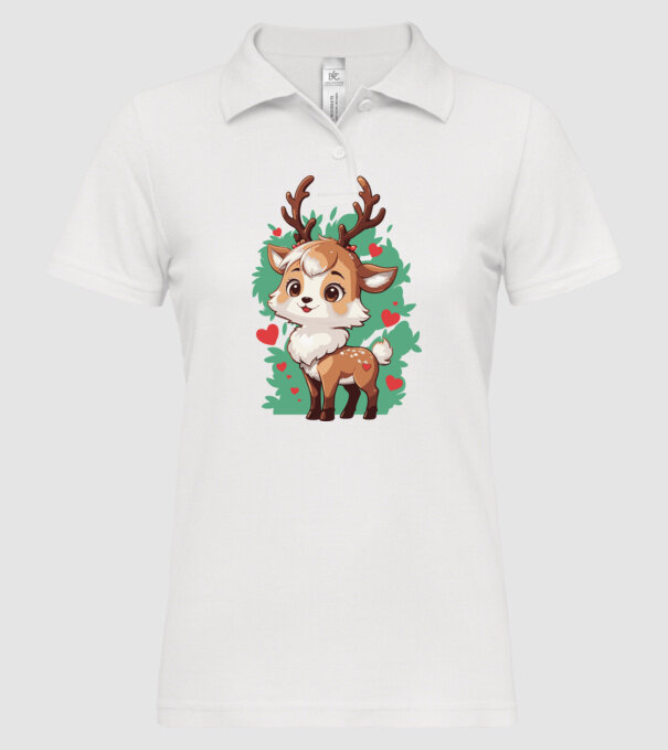 Valentine Deer model alb pe tricou
