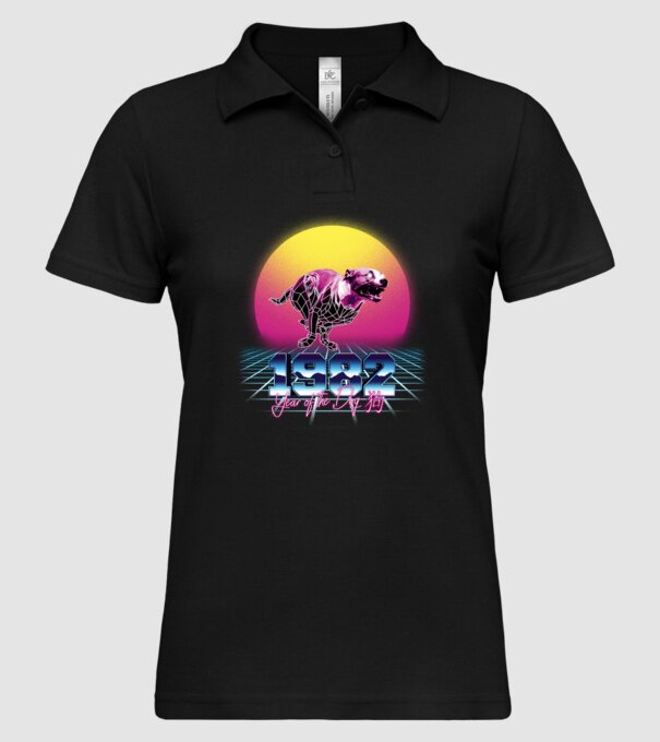 1982 Year of the Dog model negru pe tricou