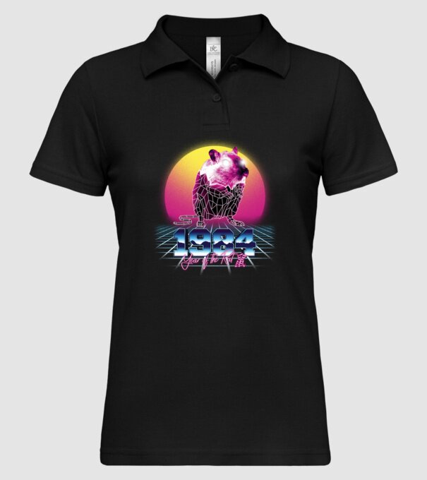 1984 Year of the Rat model negru pe tricou