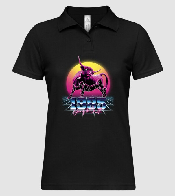 1985 Year of the Ox model negru pe tricou